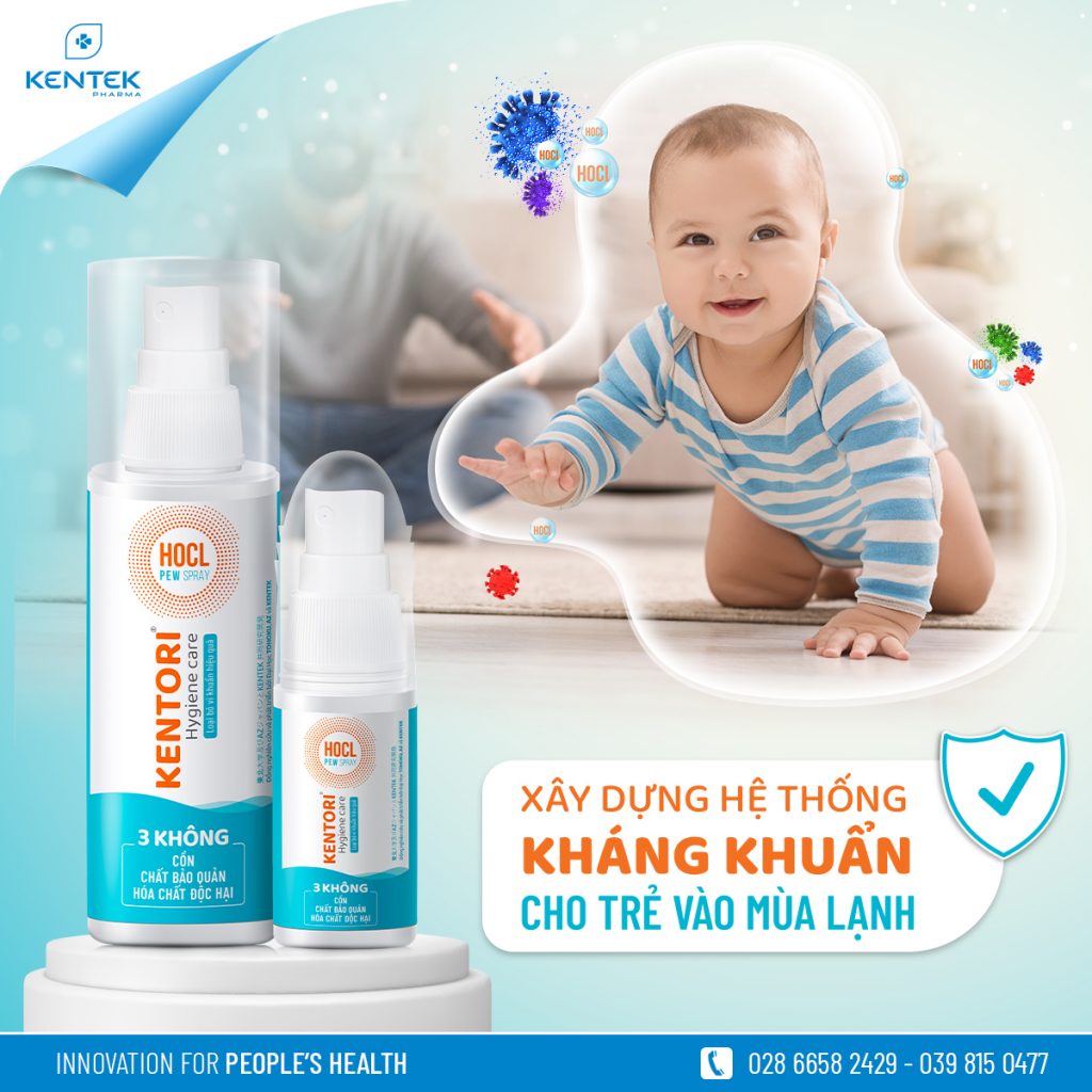 Xây dựng hệ thống kháng khuẩn cho bé đúng cách vào mùa lạnh bằng Xịt kháng khuẩn KENTORI Hygiene Care với khả năng tiêu diệt các loại vi khuẩn lên đến 99.99% từ công nghệ Nhật Bản